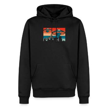 Alien Außerirdischer - Männer Premium Bio Hoodie - Schwarz - Vorne - Nico (187cm)