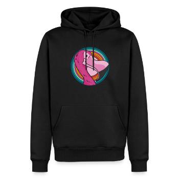 Flamingo - Men’s Premium Organic Hoodie - black - Front - Nico (187cm)