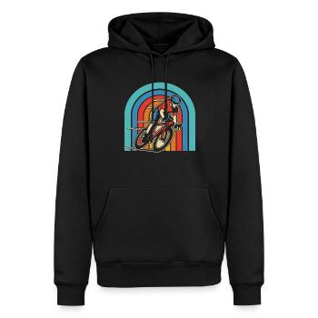 Rennrad Radsport Radsportler - Männer Premium Bio Hoodie - Schwarz - Vorne - Nico (187cm)