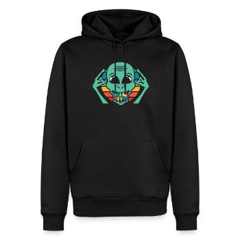 Alien Außerirdischer - Männer Premium Bio Hoodie - Schwarz - Vorne - Nico (187cm)