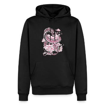 Année du Dragon 2024 Dragon en fleurs de cerisier - Sweat à capuche Premium bio Homme - noir - Devant - Nico (187cm)