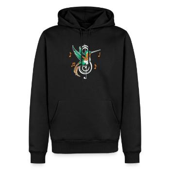 Nota musicale del colibrì - Felpa con cappuccio ecologica premium da uomo - nero - Fronte - Nico (187cm)