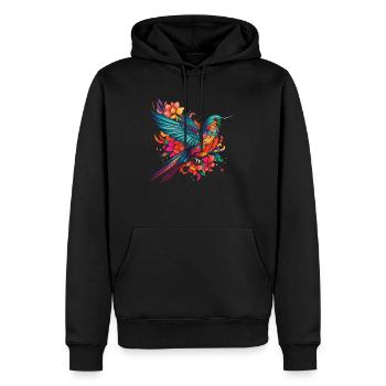 Kolibri Blumen Blumenvogel - Männer Premium Bio Hoodie - Schwarz - Vorne - Nico (187cm)