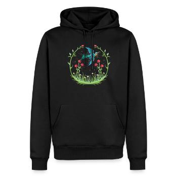Kolibri Blumen Blumenvogel - Männer Premium Bio Hoodie - Schwarz - Vorne - Nico (187cm)