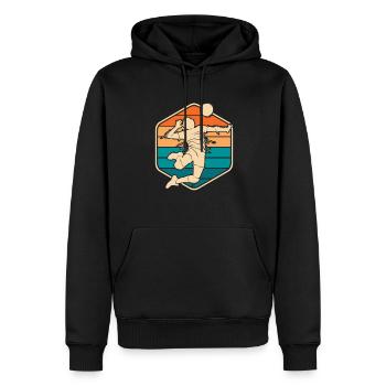 Volley-ball Volley-ball - Sweat à capuche Premium bio Homme - noir - Devant - Nico (187cm)