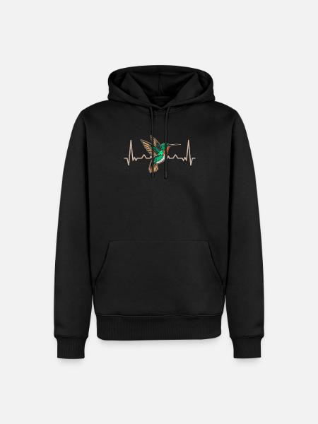 Kolibri Ekg EKG Herzschlag - Männer Premium Bio Hoodie - Schwarz