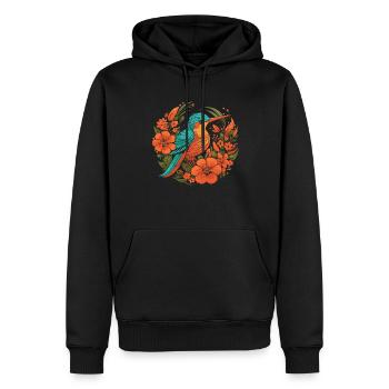 Kolibri Blumen - Männer Premium Bio Hoodie - Schwarz - Vorne - Nico (187cm)