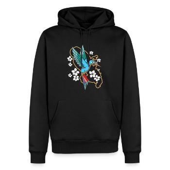 Kolibri Blumen - Männer Premium Bio Hoodie - Schwarz - Vorne - Nico (187cm)