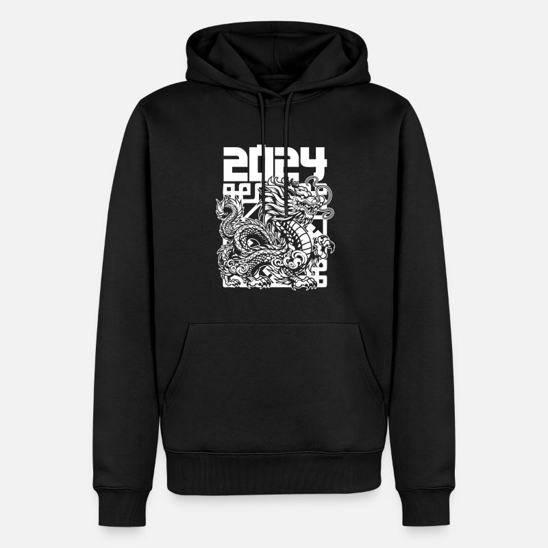 Année du Dragon 2024 - Sweat à capuche Premium bio Homme - noir
