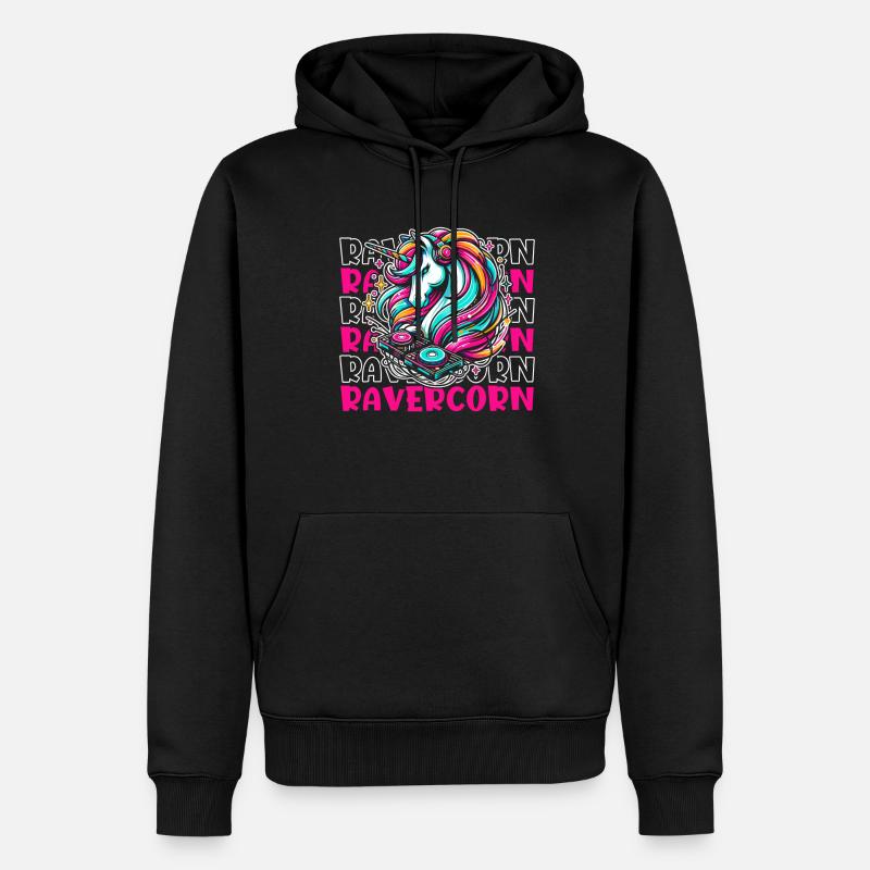 Techno Raver Licorne Ravercorn - Sweat à capuche Premium bio Homme - noir