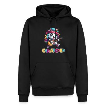 E Gitarre Elektrogitarre Einhorn Guitarcorn - Männer Premium Bio Hoodie - Schwarz - Vorne - Nico (187cm)