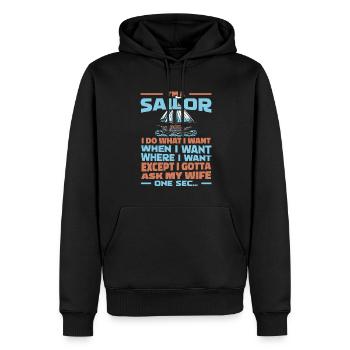 Voile, Voile, Voilier - Sweat à capuche Premium bio Homme - noir - Devant - Nico (187cm)