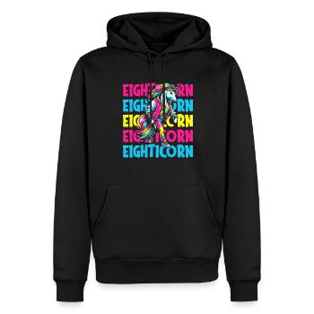 80s Achtziger Einhorn Eighticorn - Männer Premium Bio Hoodie - Schwarz - Vorne - Nico (187cm)
