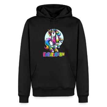 80s Achtziger Einhorn Eighticorn - Männer Premium Bio Hoodie - Schwarz - Vorne - Nico (187cm)