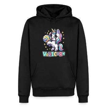 Volleyball Volleyballer Einhorn Vollicorn - Männer Premium Bio Hoodie - Schwarz - Vorne - Nico (187cm)