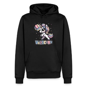 Volleyball Volleyballer Einhorn Vollicorn - Männer Premium Bio Hoodie - Schwarz - Vorne - Nico (187cm)