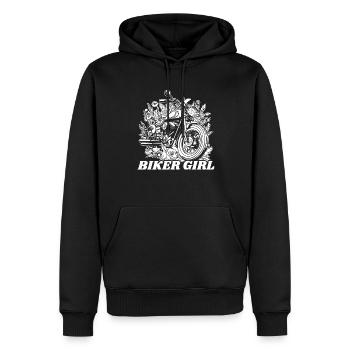 Motorrad Girl Biker Girl - Männer Premium Bio Hoodie - Schwarz - Vorne - Nico (187cm)