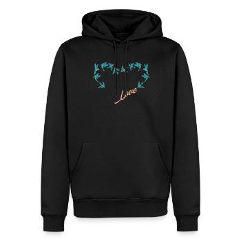 Colibri Coeur Coeur Amour Oiseau - Sweat à capuche Premium bio Homme - noir - Devant - Nico (187cm)