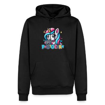 Fotograf Fotografie Kamera Einhorn Photocorn - Männer Premium Bio Hoodie - Schwarz - Vorne - Nico (187cm)