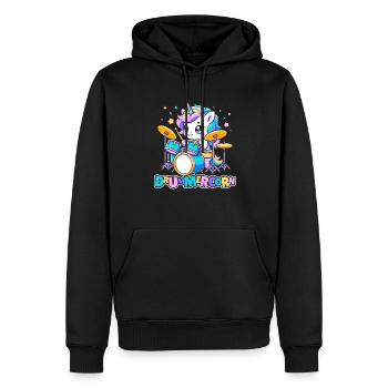 Schlagzeug Drummer Schlagzeuger Einhorn - Männer Premium Bio Hoodie - Schwarz - Vorne - Nico (187cm)
