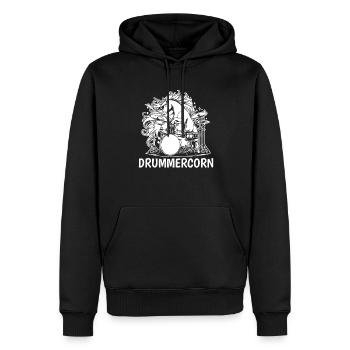 Schlagzeug Drummer Schlagzeuger Einhorn - Männer Premium Bio Hoodie - Schwarz - Vorne - Nico (187cm)