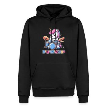Schlagzeug Drummer Schlagzeuger Einhorn - Männer Premium Bio Hoodie - Schwarz - Vorne - Nico (187cm)