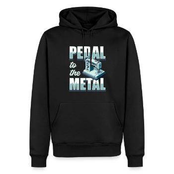 Pédale de machine à coudre à la couture en métal - Sweat à capuche Premium bio Homme - noir - Devant - Nico (187cm)