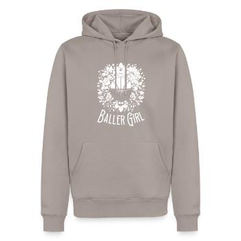 Basketball Girl Baller Girl - Men’s Premium Organic Hoodie - taupe - Front - Nico (187cm)