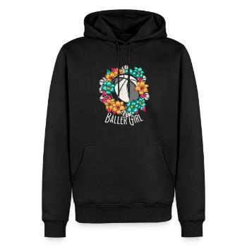 Basket-ball Fille Baller Fille - Sweat à capuche Premium bio Homme - noir - Devant - Nico (187cm)