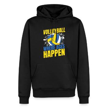 Volleyball Volleyballer Ass Karte - Männer Premium Bio Hoodie - Schwarz - Vorne - Nico (187cm)