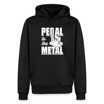 Pédale de machine à coudre à la couture en métal - Sweat à capuche Premium bio Homme - noir - Devant - Nico (187cm)