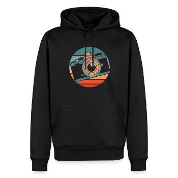Photographe Appareil photo de photographie - Sweat à capuche Premium bio Homme - noir - Devant - Nico (187cm)