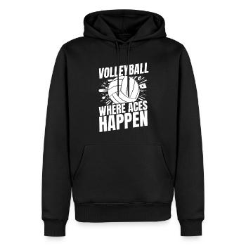 Volleyball Volleyballer Ass Karte - Männer Premium Bio Hoodie - Schwarz - Vorne - Nico (187cm)