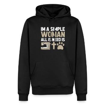 Nähen Nähmaschine Dog Im A Simple Woman Sewing - Männer Premium Bio Hoodie - Schwarz - Vorne - Nico (187cm)
