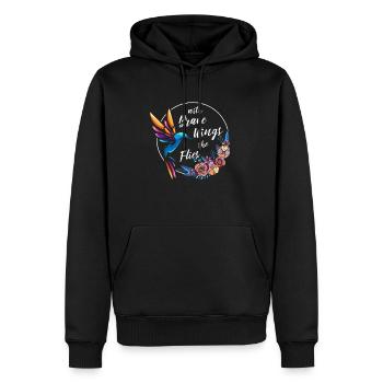 Colibri, Courageux, Motivant - Sweat à capuche Premium bio Homme - noir - Devant - Nico (187cm)