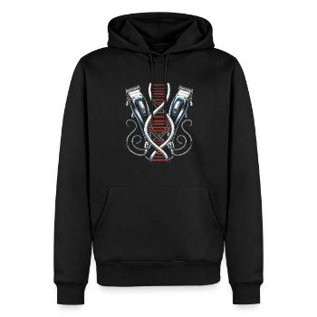 Barber Barbershop C’est dans mon ADN - Sweat à capuche Premium bio Homme - noir - Devant - Nico (187cm)