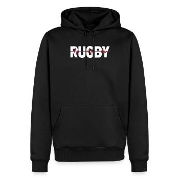 Rugby Ekg Heartbeat - Männer Premium Bio Hoodie - Schwarz - Vorne - Nico (187cm)