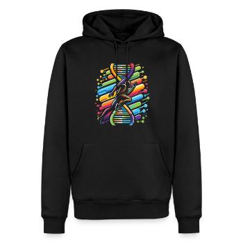 Runner Jogger Runner Courir C’est dans mon ADN - Sweat à capuche Premium bio Homme - noir - Devant - Nico (187cm)