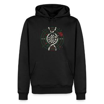 Joueurs de fléchettes C’est dans mon ADN - Sweat à capuche Premium bio Homme - noir - Devant - Nico (187cm)