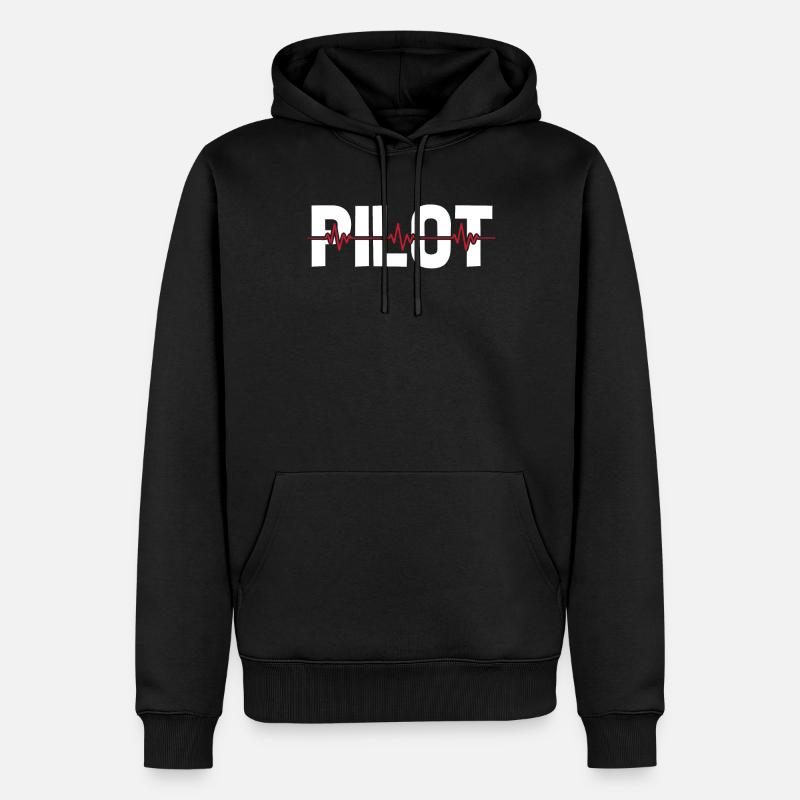Pilote d’avion ECG Heartbeat - Sweat à capuche Premium bio Homme - noir