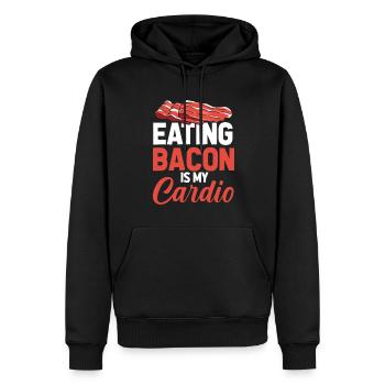 Bacon Speck Funny Cardio Quote - Männer Premium Bio Hoodie - Schwarz - Vorne - Nico (187cm)