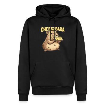 Fromager Capybara Cheesybara - Sweat à capuche Premium bio Homme - noir - Devant - Nico (187cm)