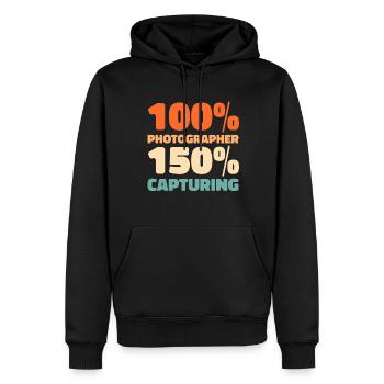 Photographe Appareil photo de photographie - Sweat à capuche Premium bio Homme - noir - Devant - Nico (187cm)