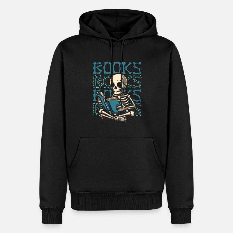 Buch Leseratte Bücherwurm - Männer Premium Bio Hoodie - Schwarz