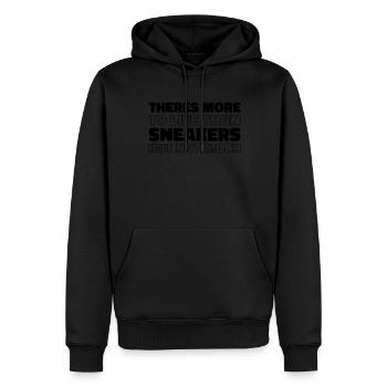 Sneakers Il y a plus à la vie - Sweat à capuche Premium bio Homme - noir - Devant - Nico (187cm)