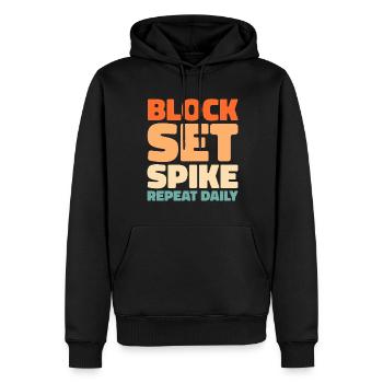 Volley-ball Volley-ball - Sweat à capuche Premium bio Homme - noir - Devant - Nico (187cm)