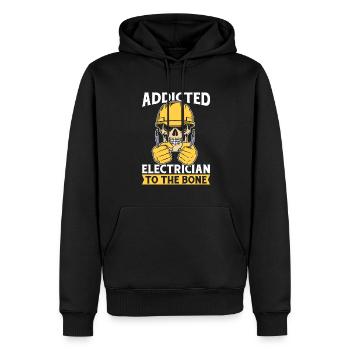 Électricien Électronicien Technicien Crâne - Sweat à capuche Premium bio Homme - noir - Devant - Nico (187cm)