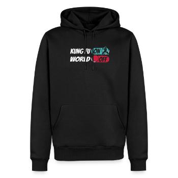 Kung Fu Kung Fu sur World Off - Sweat à capuche Premium bio Homme - noir - Devant - Nico (187cm)