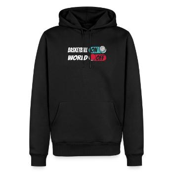 Basket-ball Basketballer Basket-ball sur World Off - Sweat à capuche Premium bio Homme - noir - Devant - Nico (187cm)