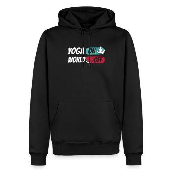 Yoga Yoga On World Off - Männer Premium Bio Hoodie - Schwarz - Vorne - Nico (187cm)